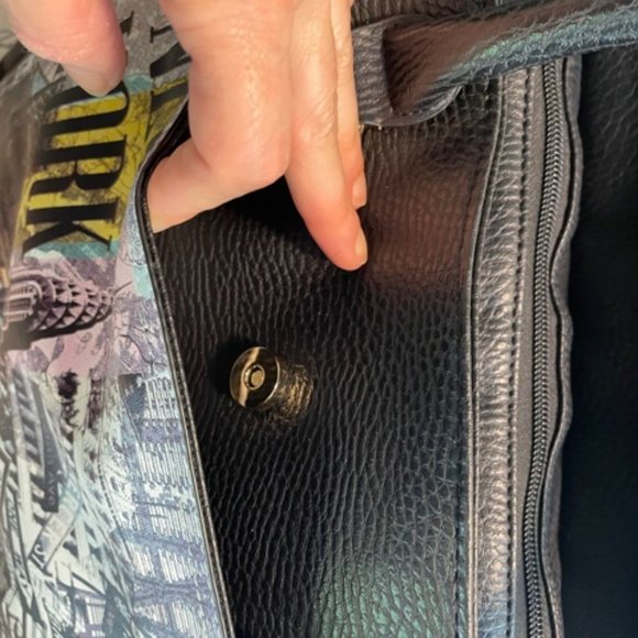 NEW Aldo shopper bag weekender NEW YORK tote black leather - Picture 7 of 7